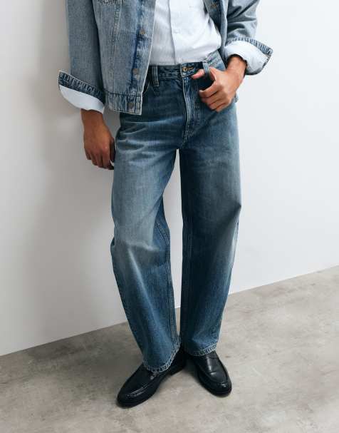 Pull&Bear Balloon fit baggy jeans i mellemblå - view 1