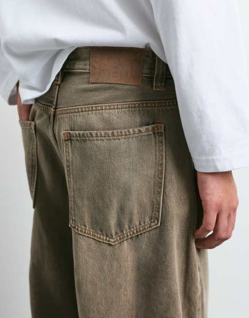 Pull&Bear Balloon fit baggy jeans in brown, 5 of 7