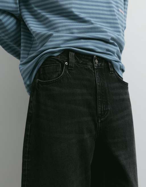 Pull&Bear Balloon fit baggy jeans in faded black, 3 of 7