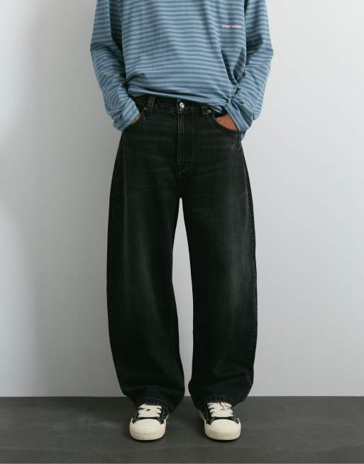 Pull&Bear Balloon fit baggy jeans in faded black, 4 of 7