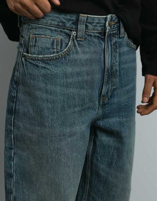 Pull&Bear Balloon fit baggy jeans in neon blue, 3 of 7