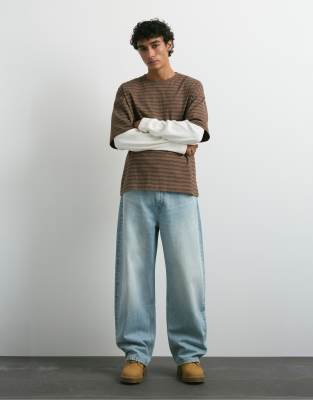 Pull & Bear Balloon Fit Baggy Jeans In Blue