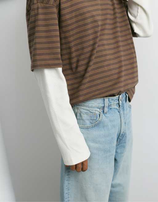 Pull&Bear Balloon fit baggy jeans in pale indigo, 3 of 7