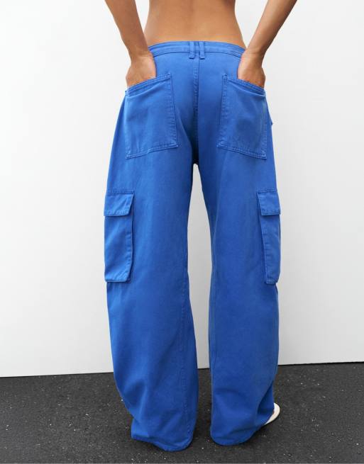 Pull&Bear balloon-fit cargobroek in inktblauw, 4 van 7