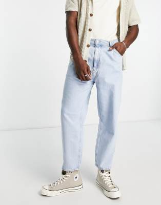 Pull&Bear balloon fit jeans in light blue - ASOS Price Checker