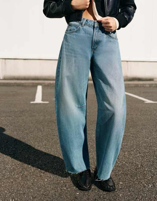 Pull&Bear Balloon-jeans med mellemhøj talje i blågrøn, 3 af 7