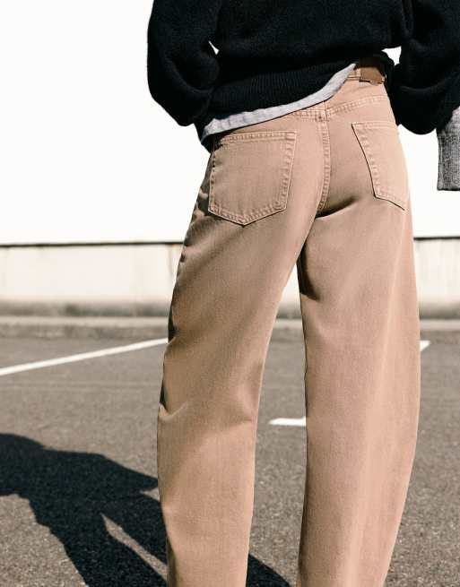 Pull&Bear balloon-jeans med mellemhøj talje i sand, 2 af 7