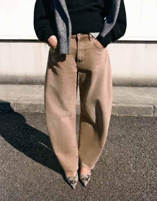 Pull&Bear balloon-jeans med mellemhøj talje i sand, 3 af 7