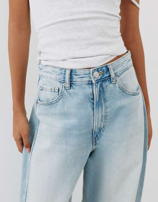 Pull&Bear balloon jeans met riemlussen in lichtblauw, 5 van 7