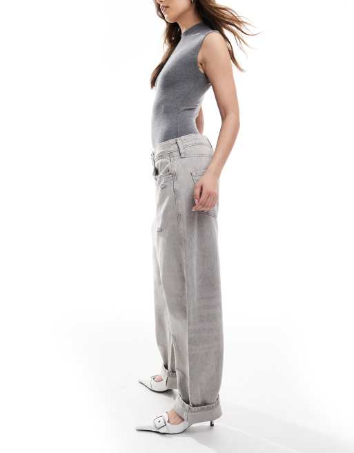 Pull&Bear balloon leg jeans in washed grey, 2 of 5