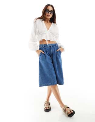 balloon sleeve tie front top