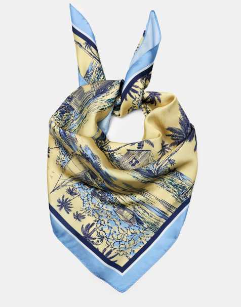 Pull&Bear – Bandana aus Satin in Gelb mit Strandmotiv - view 1