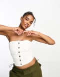[Pull & Bear] Pull & Bear bandeau denim corset in white (part of a set) XS WHITE