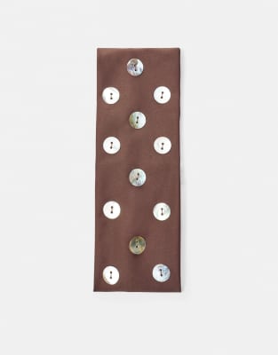 Pull & Bear - Bandeau élastique à boutons - Marron