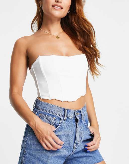 Pull&Bear - Bandeau-korsettop i hvid