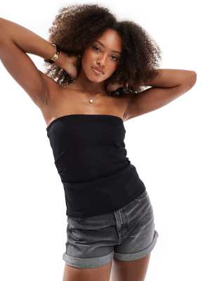 Pull&Bear - Bandeau-top met lange pasvorm in zwart - view 1