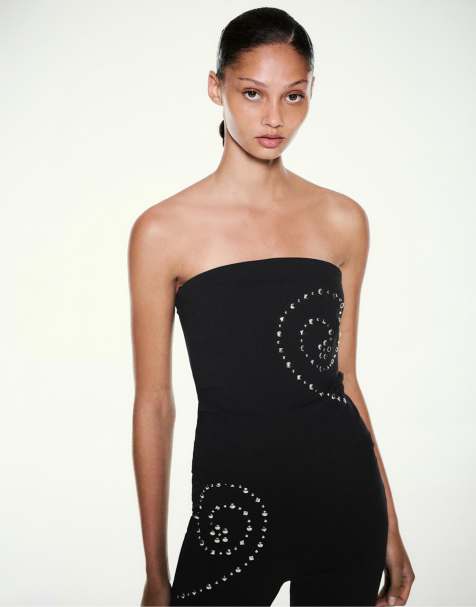 Pull&Bear bandeautop met studs in zwart - view 1