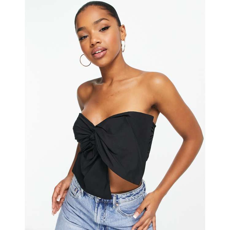 Black bandeau top - pull&bear