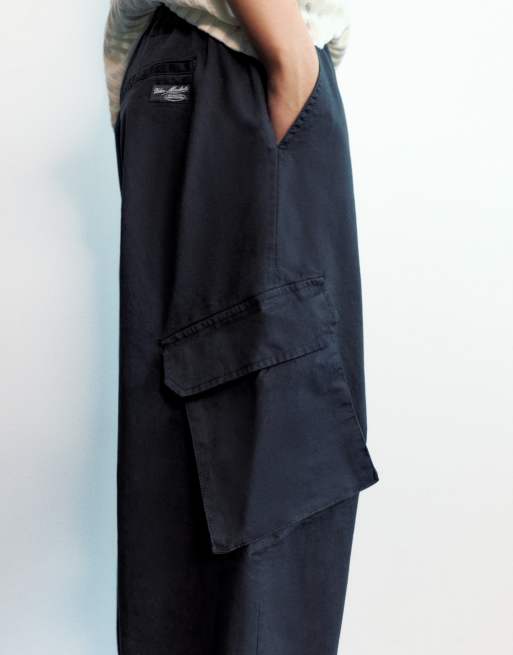 Pull&Bear barrel cargobroek in donkergrijs, 3 van 7
