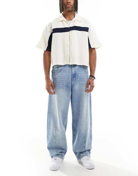 Pull&Bear barrel fit jeans in blue - view 1