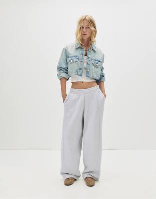 Pull & Bear - Barrel-Fit-Jogginghose in grau meliert