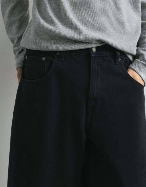 Pull&Bear Barrel-jeans i falmet sort, 3 af 7