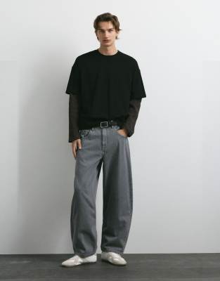 Pull & Bear Barrel Jeans In Grey