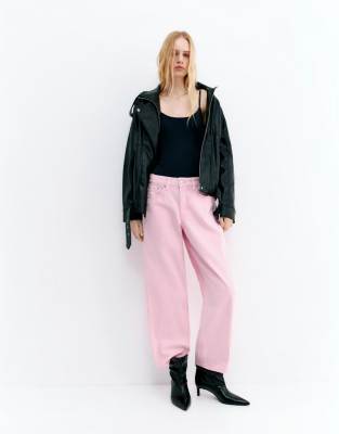 Pull & Bear - Barrel-Jeans in Rosa
