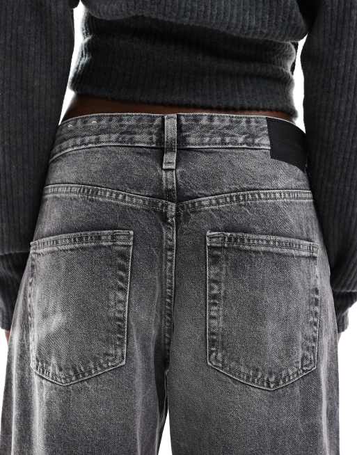 Pull&Bear – Barrel-Jeans in verwaschenem Grau mit mittelhohem Bund, 3 von 5