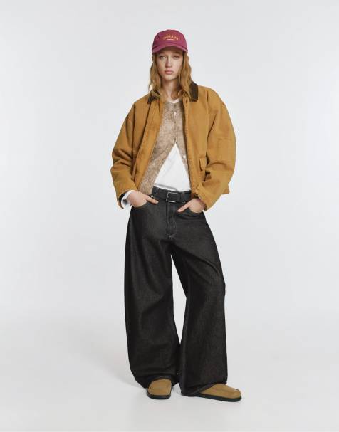 Pull&Bear Barrel jeans with stars in grey