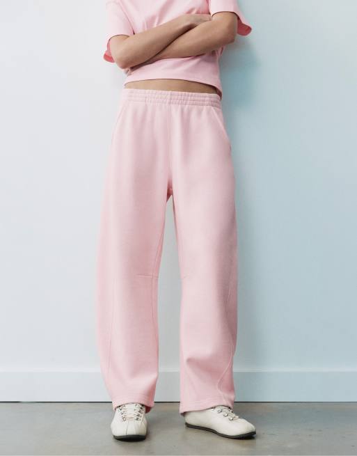 Pull&Bear barrel-leg joggers in rozerood, 3 van 6