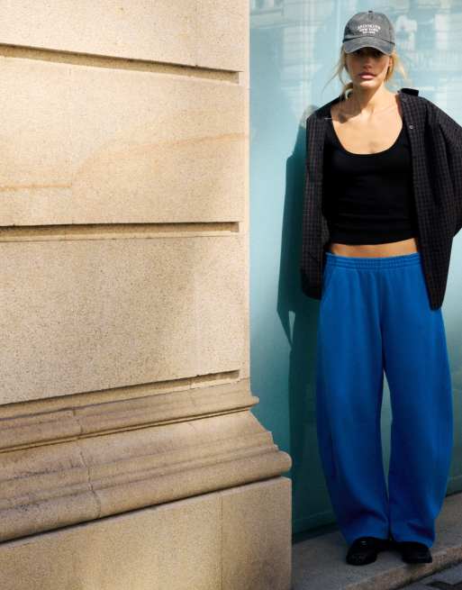 Pull&Bear barrel-leg joggingbukser i mørkeblå, 3 af 6