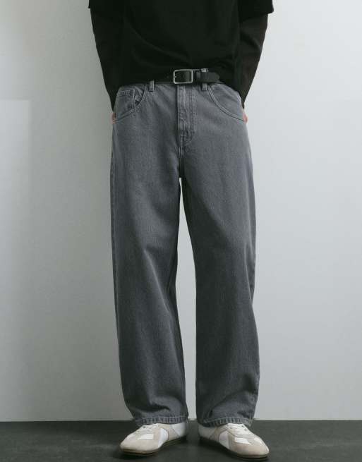 Pull&Bear barreljeans i mörkgrått, 4 av 7
