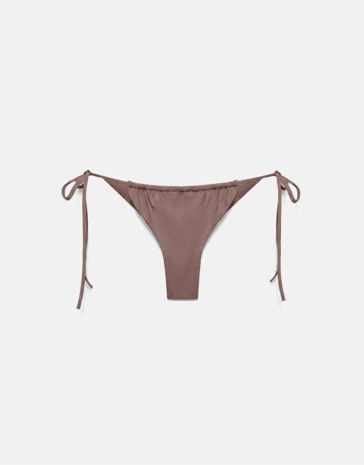 Pull&Bear - Bas de bikini à fronces - Marron, 4 de 6