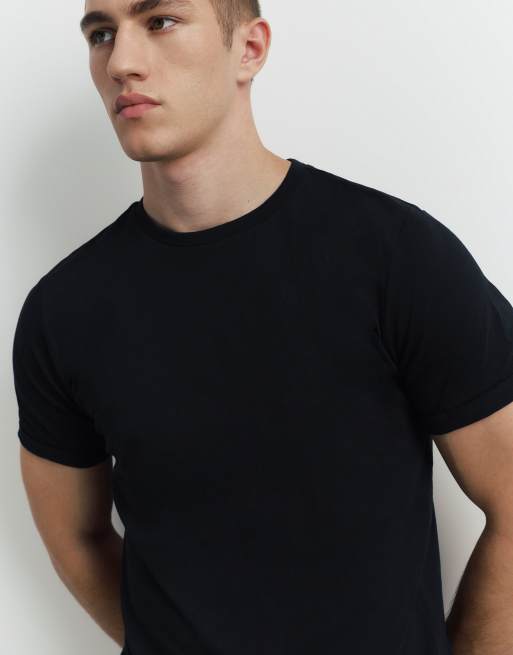 Pull&Bear - Basic aansluitend T-shirt in zwart, 3 van 7
