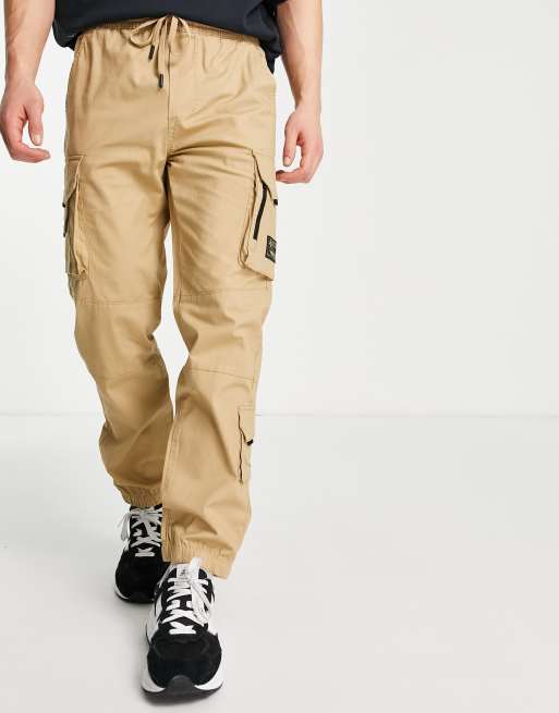 Pull&Bear – Basic – Beige cargobyxor