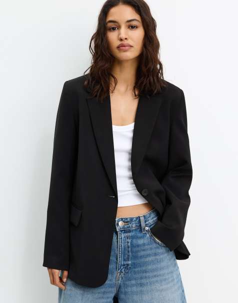 Pull&Bear basic blazer in black - view 1