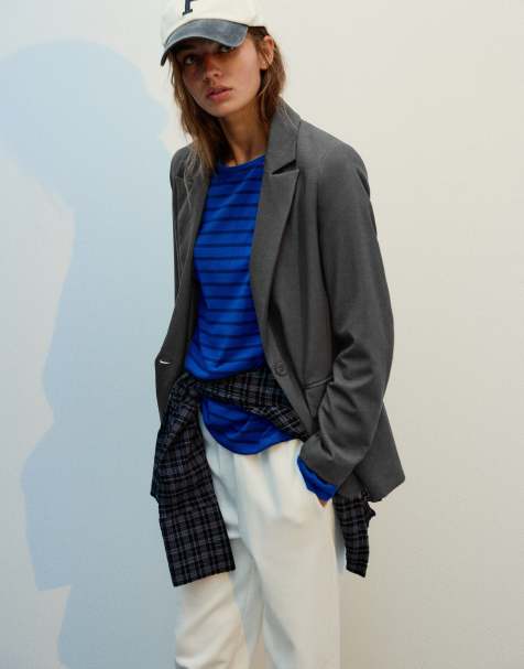 Pull&Bear Basic Blazer in Grau meliert - view 1