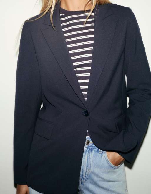 Pull&Bear Basic Blazer in Marineblau, 3 von 7