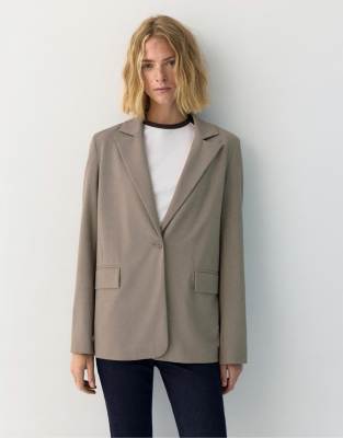 Pull & Bear - Basic-Blazer in Maulwurfbraun-Brown