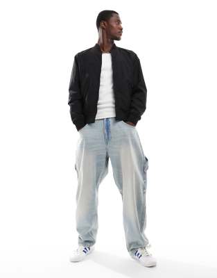 Pull & Bear Basic Bomber Jacket In Black