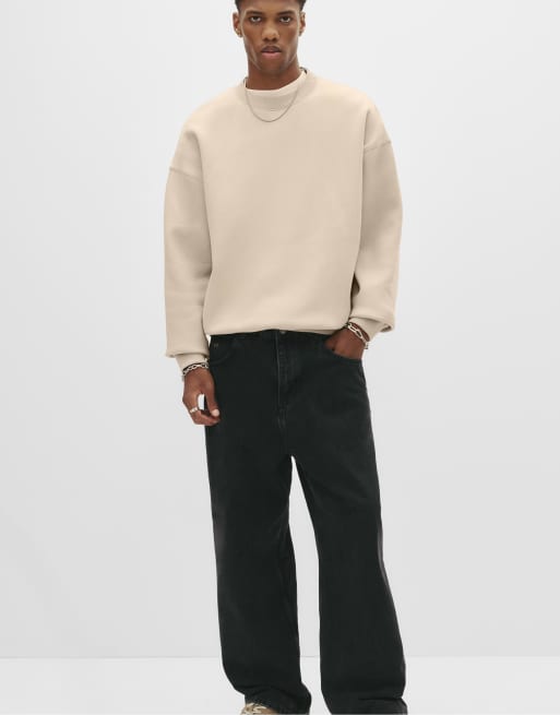 Pull&Bear Basic boxy sweatshirt in beige