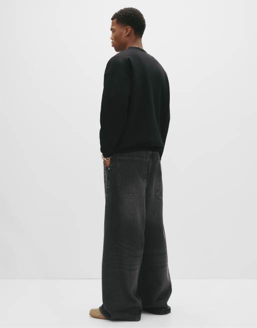 Pull&Bear Basic boxy sweatshirt in black