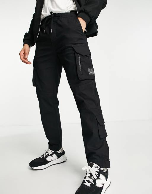 Pull&Bear basic cargo pants in black