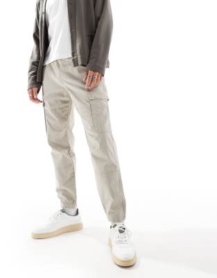 Pull & Bear Cargo Pants In Stone-neutral