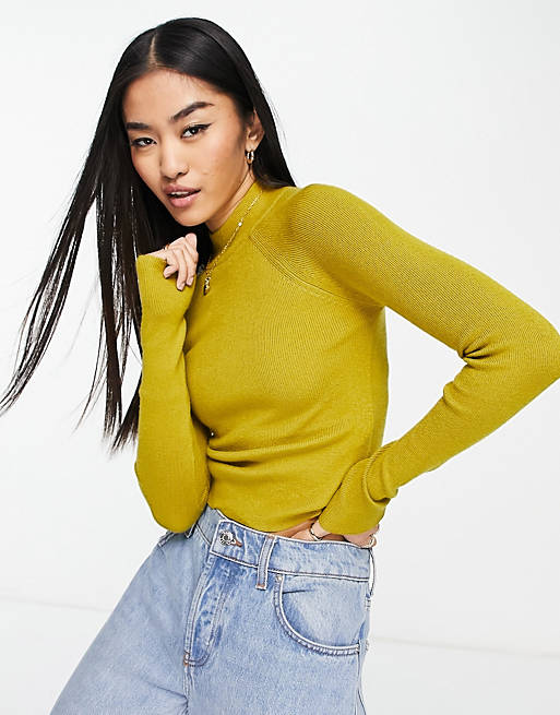 Jumpers & Cardigans Pull&Bear basic crew neck jumper in olive green 