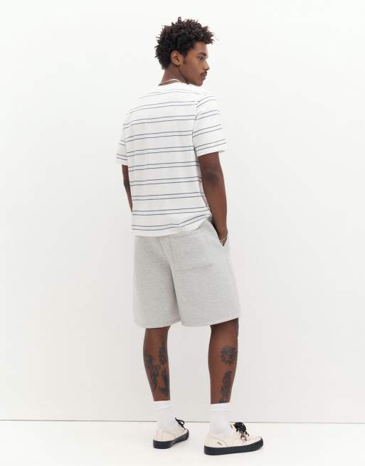 Pull&Bear - Basic gestreept T-shirt van katoen met korte mouwen in wit en blauw, 2 van 7