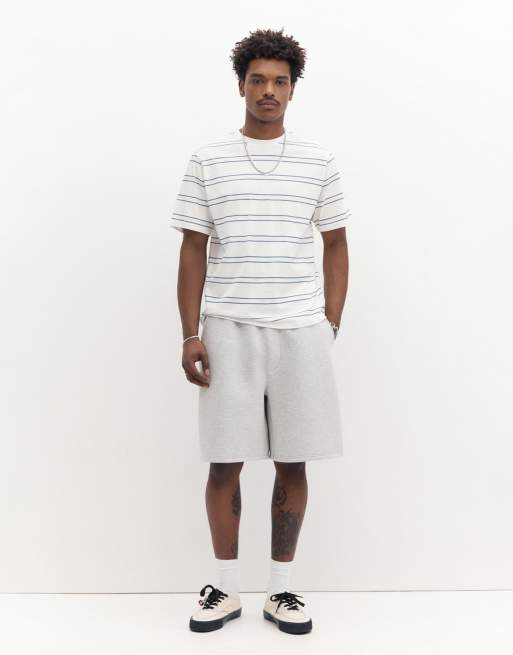 Pull&Bear - Basic gestreept T-shirt van katoen met korte mouwen in wit en blauw, 4 van 7