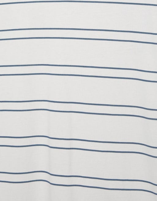 Pull&Bear - Basic gestreept T-shirt van katoen met korte mouwen in wit en blauw, 6 van 7
