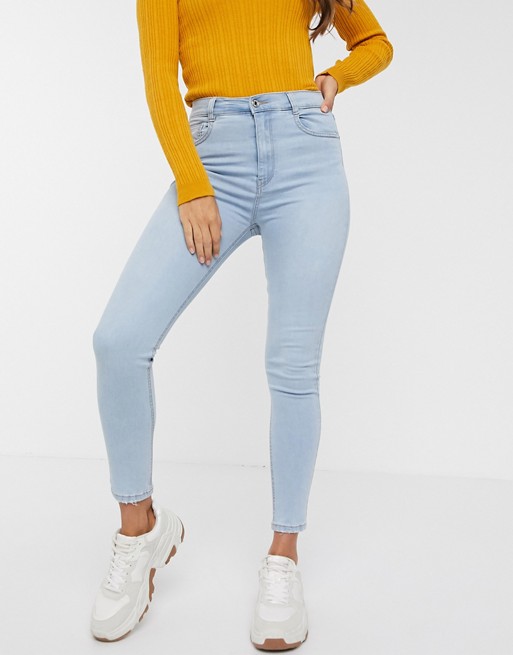 Pull&Bear basic high rise skinny jeans in light blue | ASOS